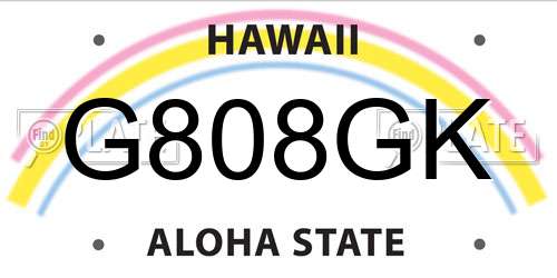 G808GK Hawaii License Plate
