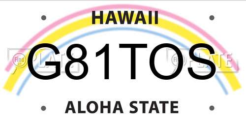G81TOS Hawaii License Plate