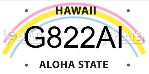 G822AI Hawaii License Plate