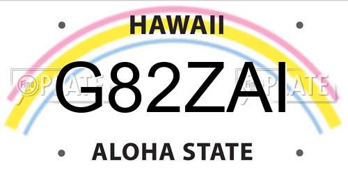 G82ZAI Hawaii License Plate