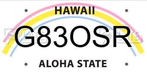 G83OSR Hawaii License Plate