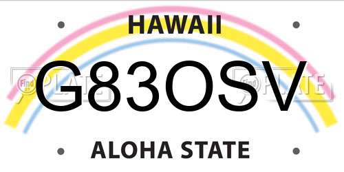 G83OSV Hawaii License Plate