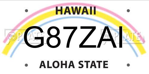 G87ZAI Hawaii License Plate