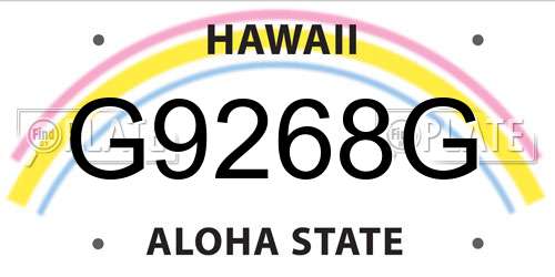 G9268G Hawaii License Plate