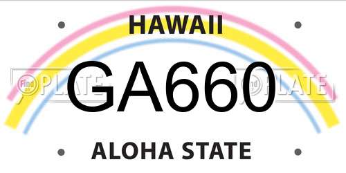 GA660 Hawaii License Plate