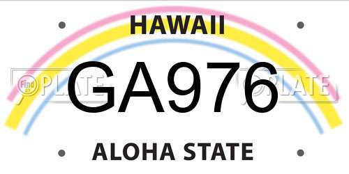 GA976 Hawaii License Plate
