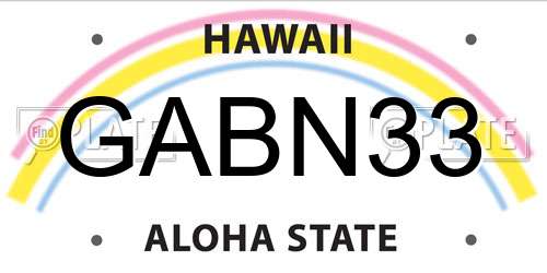GABN33 Hawaii License Plate