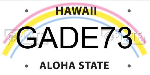 GADE73 Hawaii License Plate