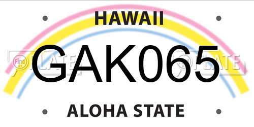 GAK065 Hawaii License Plate
