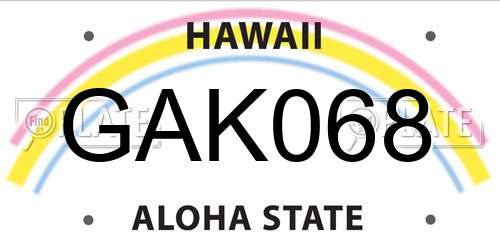 GAK068 Hawaii License Plate