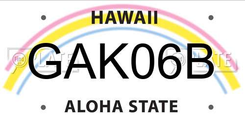 GAK06B Hawaii License Plate