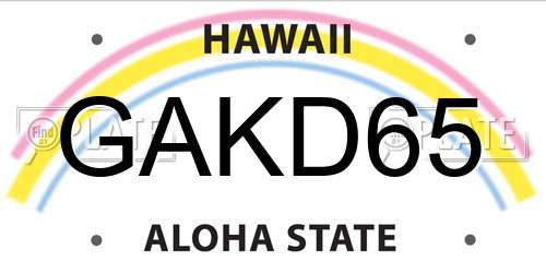 GAKD65 Hawaii License Plate