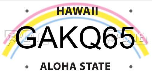 GAKQ65 Hawaii License Plate