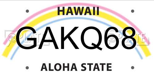 GAKQ68 Hawaii License Plate