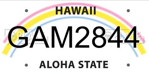 GAM2844 Hawaii License Plate