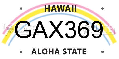 GAX369 Hawaii License Plate