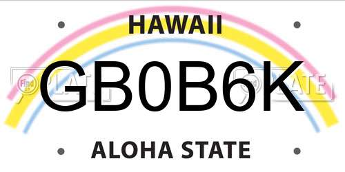 GB0B6K Hawaii License Plate
