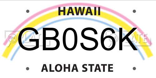 GB0S6K Hawaii License Plate