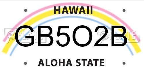 GB5O2B Hawaii License Plate
