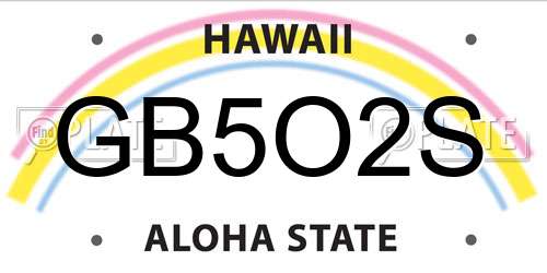 GB5O2S Hawaii License Plate
