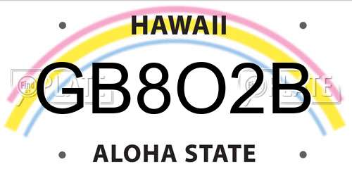 GB8O2B Hawaii License Plate