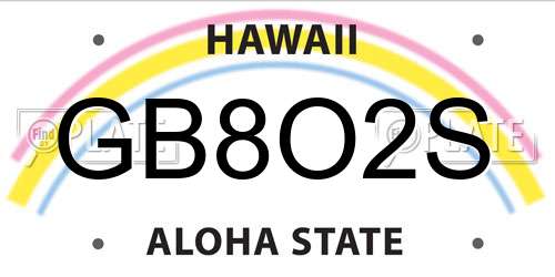 GB8O2S Hawaii License Plate