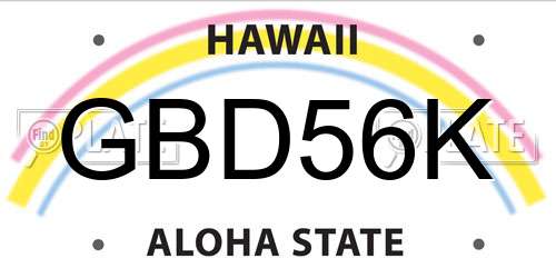 GBD56K Hawaii License Plate