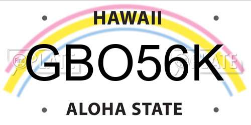 GBO56K Hawaii License Plate