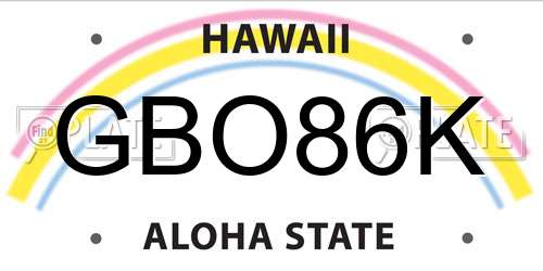 GBO86K Hawaii License Plate