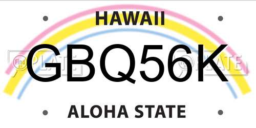 GBQ56K Hawaii License Plate