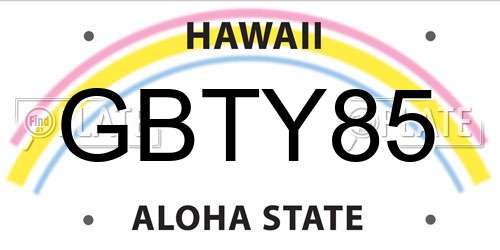 GBTY85 Hawaii License Plate