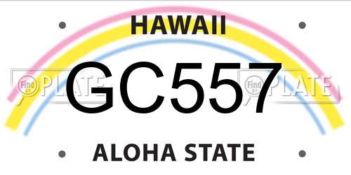 GC557 Hawaii License Plate