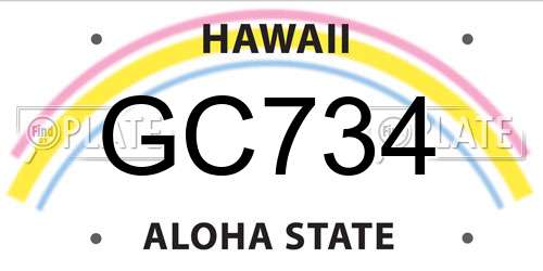 GC734 Hawaii License Plate