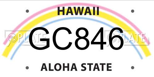 GC846 Hawaii License Plate