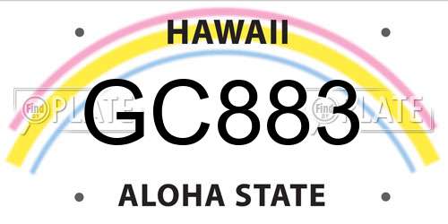 GC883 Hawaii License Plate