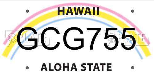 GCG755 Hawaii License Plate