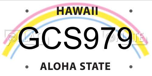 GCS979 Hawaii License Plate