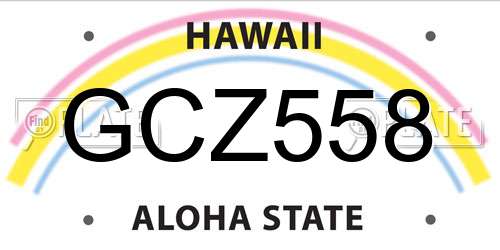 GCZ558 Hawaii License Plate