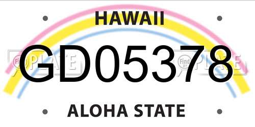 GD05378 Hawaii License Plate