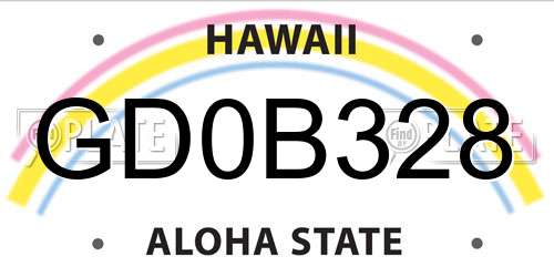 GD0B328 Hawaii License Plate