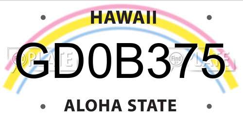 GD0B375 Hawaii License Plate