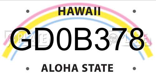GD0B378 Hawaii License Plate
