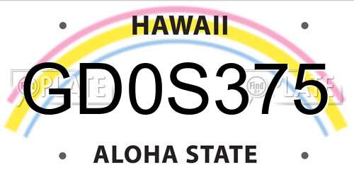 GD0S375 Hawaii License Plate