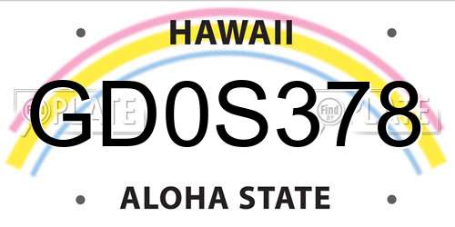 GD0S378 Hawaii License Plate