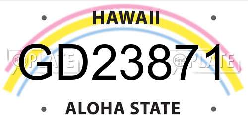 GD23871 Hawaii License Plate