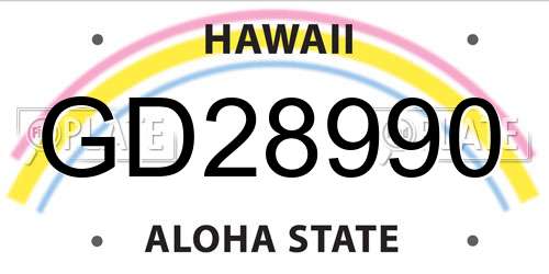 GD28990 Hawaii License Plate