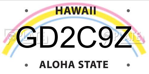 GD2C9Z Hawaii License Plate