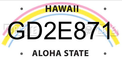 GD2E871 Hawaii License Plate
