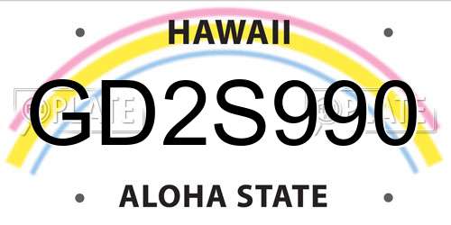 GD2S990 Hawaii License Plate