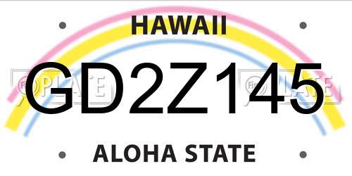 GD2Z145 Hawaii License Plate